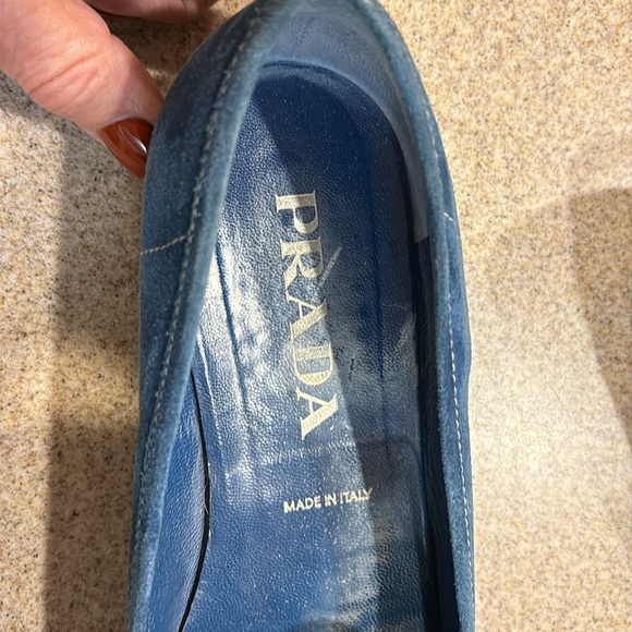 Prada Women’s Peacock Blue Suede Loafers - Picture 5 of 7